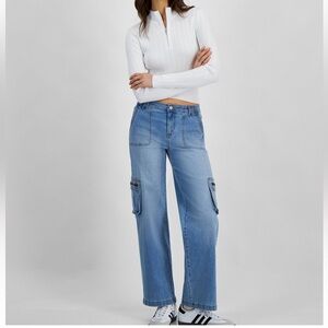 Celebrity Pink. Mid-Rise Wide Leg Cargo Jeans